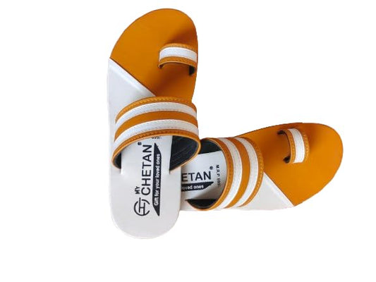 Men's Toe Ring Sandals, Orange and White Stripes - alphahostel.in