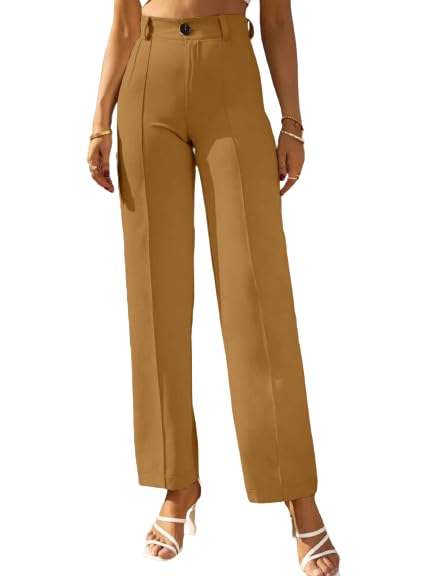 Linoges Women's High Waist Bell Bottom Trouser