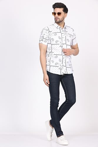 CVC Men's Regular Fit Half Sleeve Printed Shirt