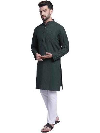 Aarsha Red Printed Cotton Men's Long Kurta