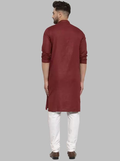Luxrio Kurta for Men Cotton Blend Long Solid Straight Fit