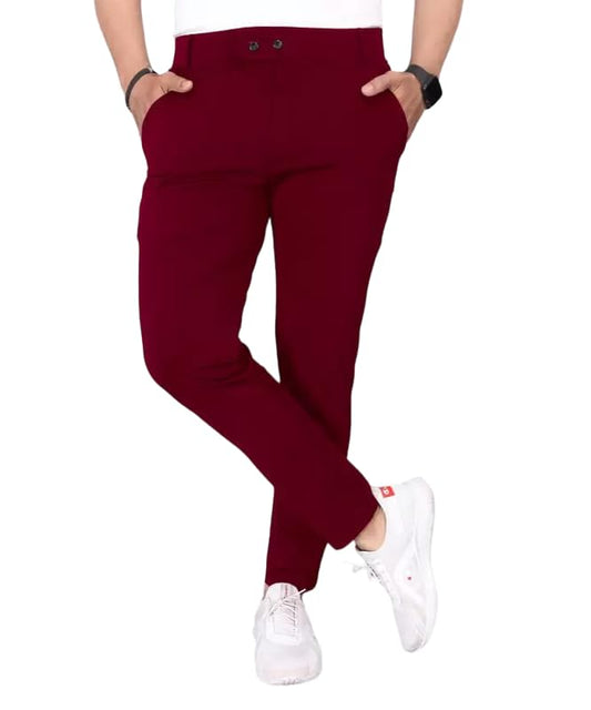 Men's Stylish Slim Fit Lycra Blend Trousers for Men