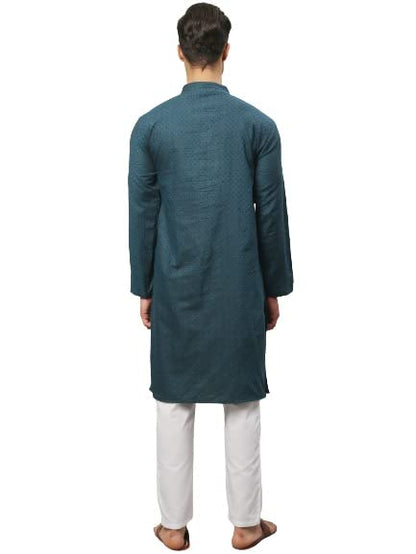 Aarsha Red Printed Cotton Men's Long Kurta
