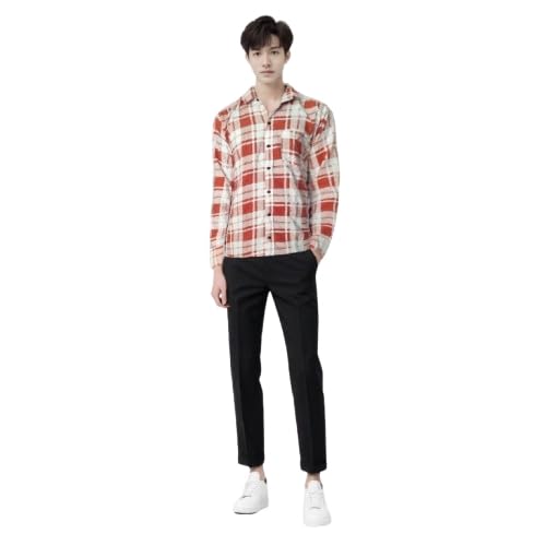 Classic Plaid Button-Down Shirt, Long Check Pattern