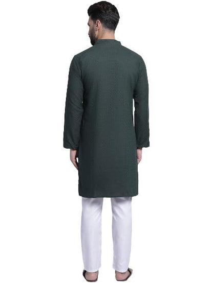 Aarsha Red Printed Cotton Men's Long Kurta