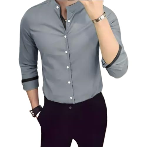 Tee Projekt Men's Shirt Solid Cotton Long Sleeve Button