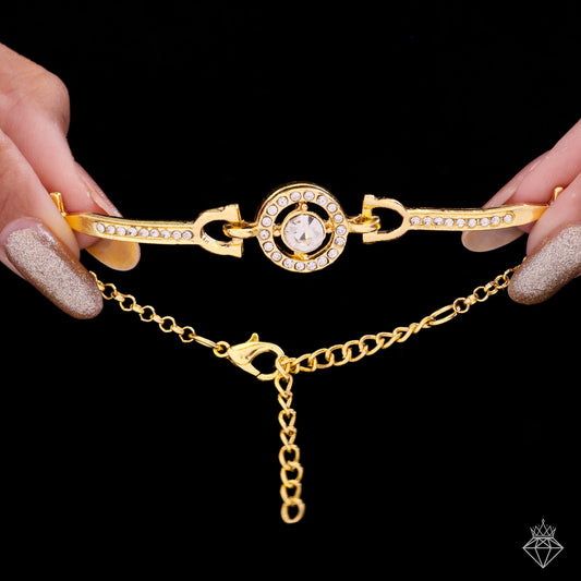 Solitaire Studded Bangle Bracelet (Adjustable Size)