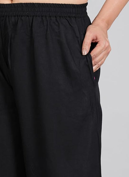 Ammviyush Women's Black Cotton Palazzo Pants