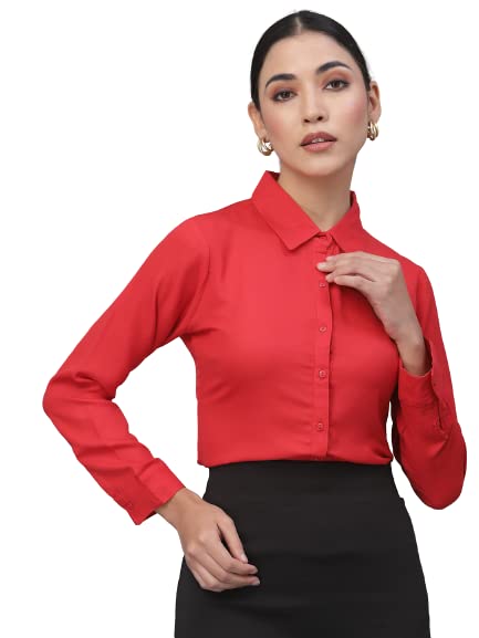 Style Quotient Women Solid White Polymoss Regular Formal Shirt
