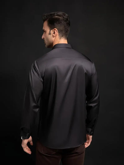 IndoPrimo Men's Stylish Solid Satin Casual Shirt