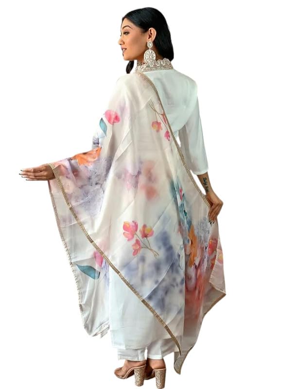 Women's Designer Kurta Set with Pants and Dupatta