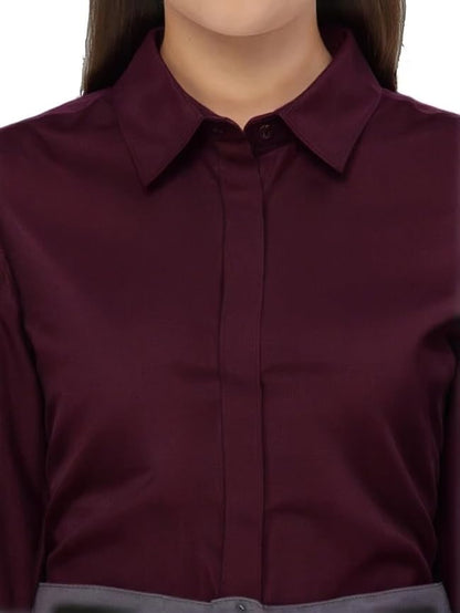 PRIASE B Women's Formal Shirt – 3/4 Sleeve Slim Fit Solid