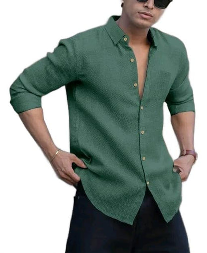 Men's Solid Linen Cotton Shirt | Casual | Plain