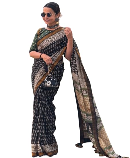 Women Digital Print Cotton Silk Blend Latest Saree