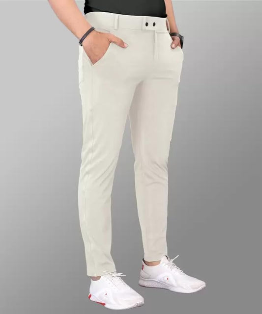 GIBBONTE Men's Slim Fit Lycra Blend Trousers