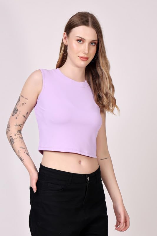 London Hills Women's & Girls' Solid Crop Tank Top || Slim fit Tank top || Stretchable Crop top || Rib Tops for Women || Women Ribbed Tops || Women's & Girls' Solid Ribbed Slim Fit Crop Tank Top