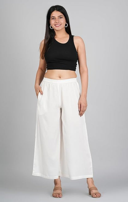 Ammviyush Women's Black Cotton Palazzo Pants