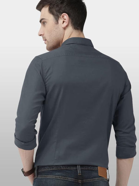 Tee Projekt Men's Shirt Solid Cotton Long Sleeve Button