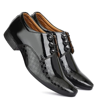 DE LOYON Men's Patent Leather Derby Formal Shoes - alphahostel.in