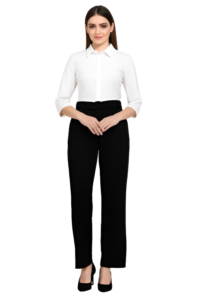 PRIASE B Women's Formal Shirt – 3/4 Sleeve Slim Fit Solid