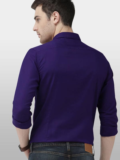 Tee Projekt Men's Shirt Solid Cotton Long Sleeve Button