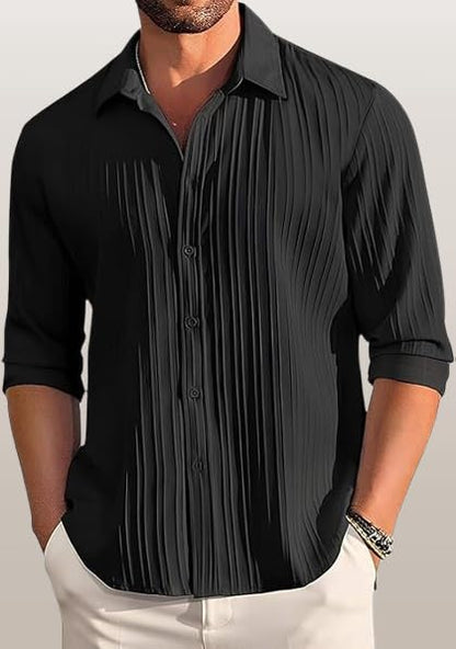 Lecowr Polyester Casual Self Design Shirt | Long Sleeves