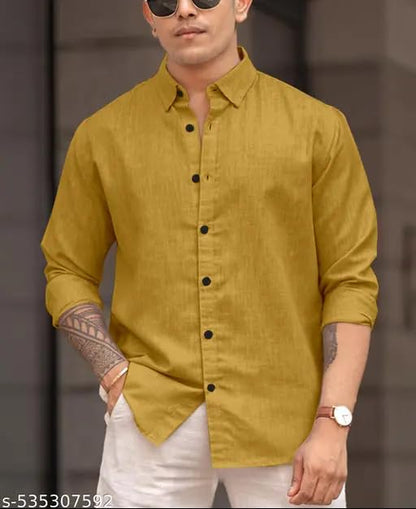Mens 100% Linen Shirt Long Sleeve, Beach Style