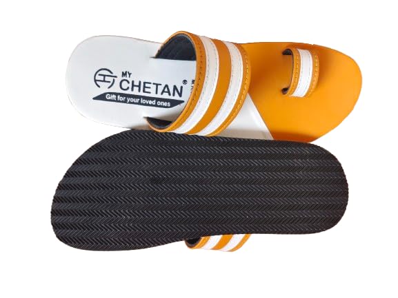 Men's Toe Ring Sandals, Orange and White Stripes - alphahostel.in