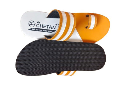 Men's Toe Ring Sandals, Orange and White Stripes - alphahostel.in