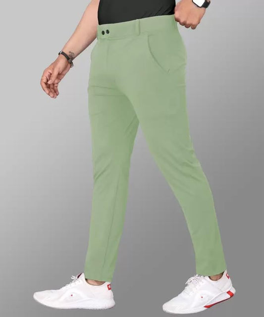 GIBBONTE Men's Lycra Blend Trousers - Stretchable