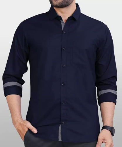 Tee Projekt Shirt for men Cotton Spread Collar Long Sleeve