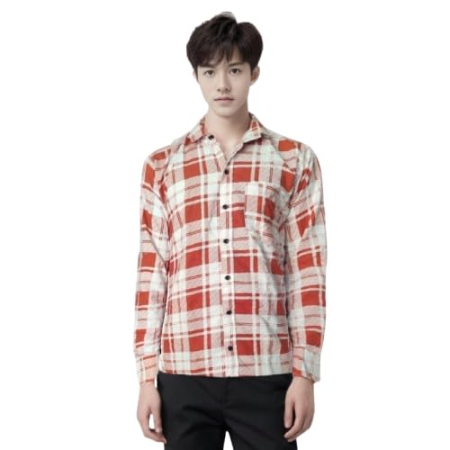 Classic Plaid Button-Down Shirt, Long Check Pattern