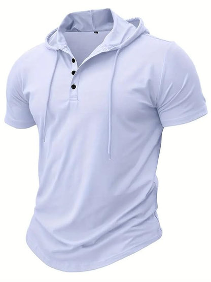 LLL FASHION Men's Slim-Fit Stretch Hooded Henley