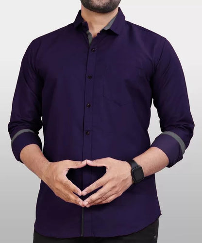 Tee Projekt Shirt for men Cotton Spread Collar Long Sleeve