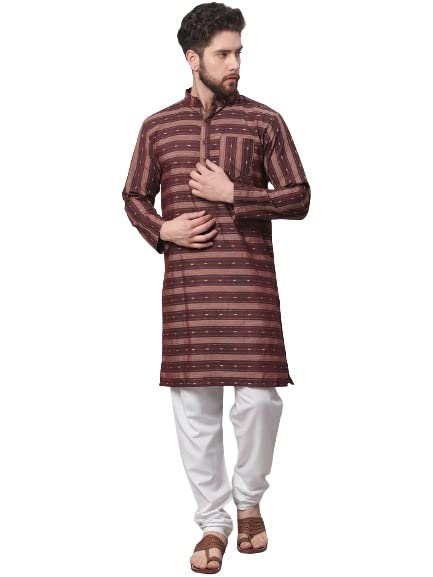 Enchanted Drapes Striped Violet Printed Long Kurta