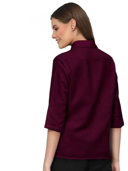 PRIASE B Women's Formal Shirt – 3/4 Sleeve Slim Fit Solid