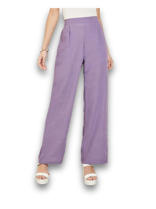 Styli Women’s Textured Pants | Rayon Wide-Leg