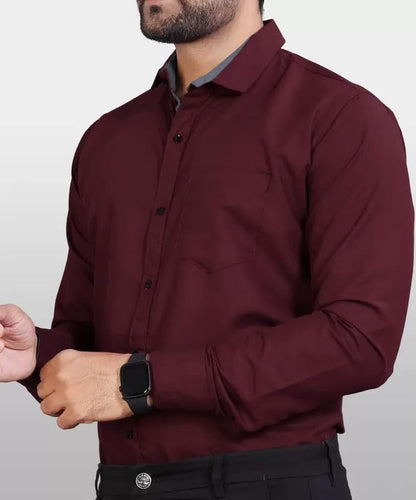 Tee Projekt Shirt for men Cotton Spread Collar Long Sleeve