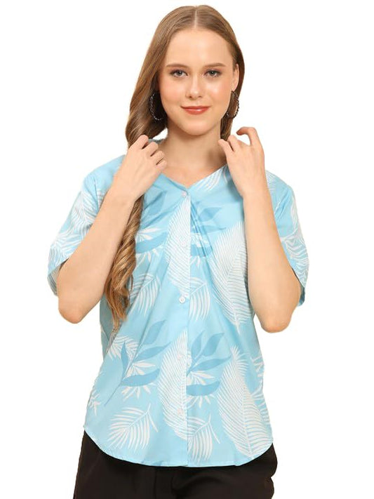 Trendy Queen Printed Straight Mandarin Neck Shirt