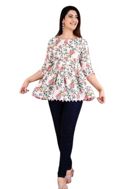 Women's Rayon Printed Regular Fit Short Kurti