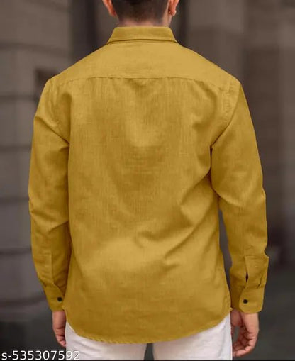 Mens 100% Linen Shirt Long Sleeve, Beach Style