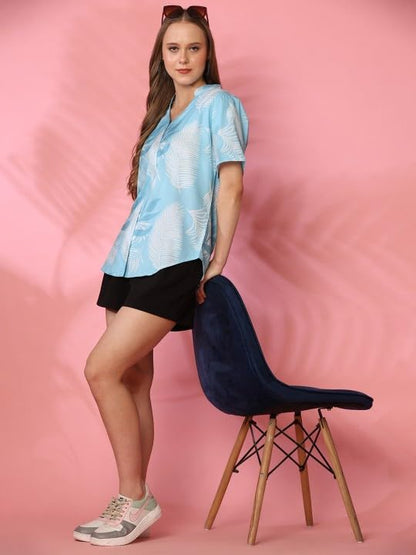 Trendy Queen Printed Straight Mandarin Neck Shirt