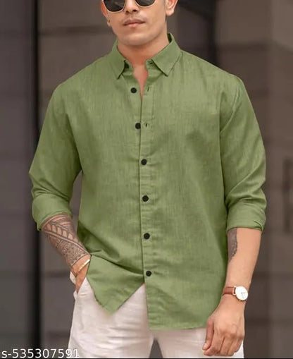 Mens 100% Linen Shirt Long Sleeve, Beach Style