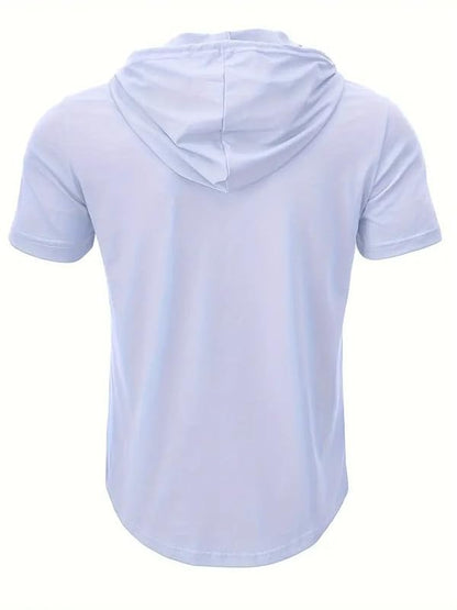 LLL FASHION Men's Slim-Fit Stretch Hooded Henley