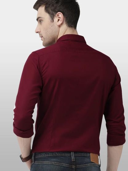 Tee Projekt Men's Shirt Solid Cotton Long Sleeve Button