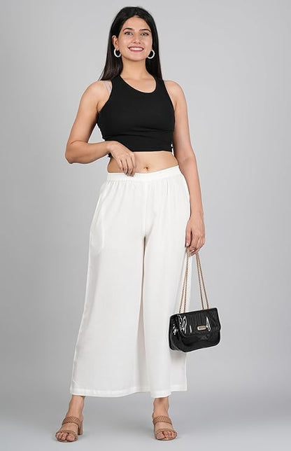 Ammviyush Women's Black Cotton Palazzo Pants