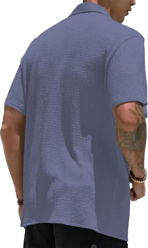 MiraMichi Men's Slim Fit Half Sleeve Polycotton Casual