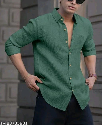 Men's Solid Linen Cotton Shirt | Casual | Plain