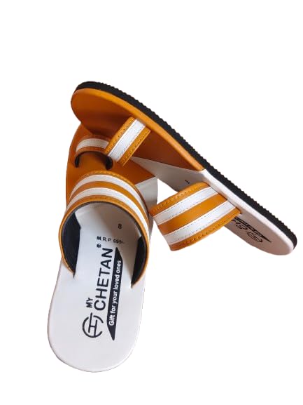Men's Toe Ring Sandals, Orange and White Stripes - alphahostel.in