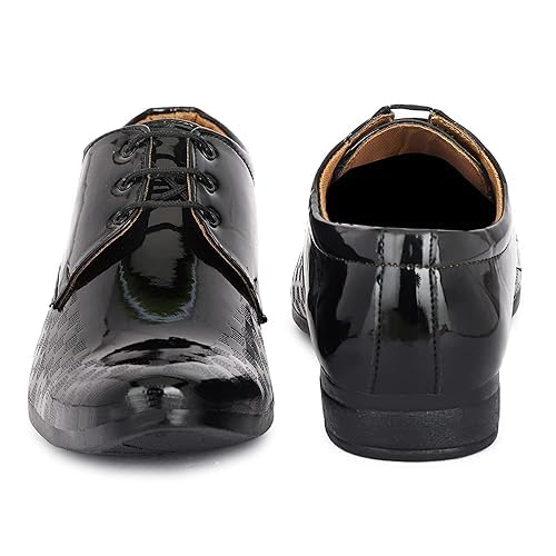 DE LOYON Men's Patent Leather Derby Formal Shoes - alphahostel.in
